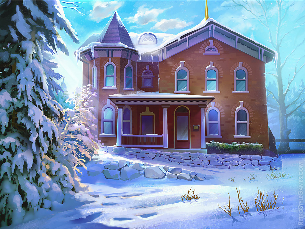 christmas killer background house winter day