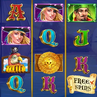 a slot machine with a pirate theme, video game logo