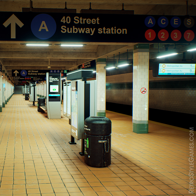3D rendering of a metro subway platform interior