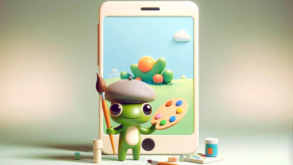 Cute frog character as an artist with a palette mobile game art costs how to make money with mobile games