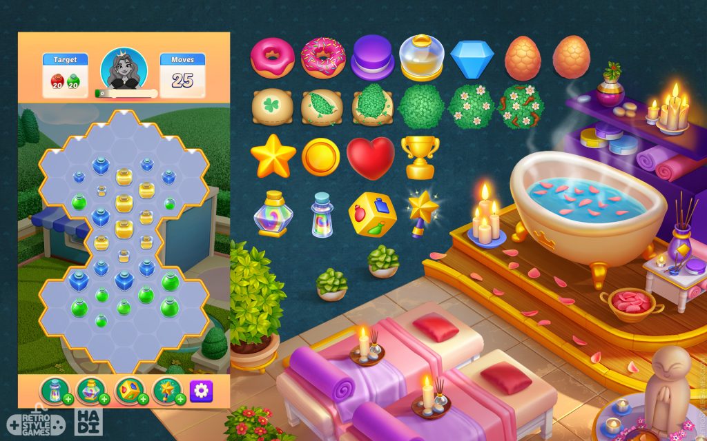 A match-3 game level layout with unique shapes and targets insight into the strategic design of match-3 puzzles different types of match 3 games