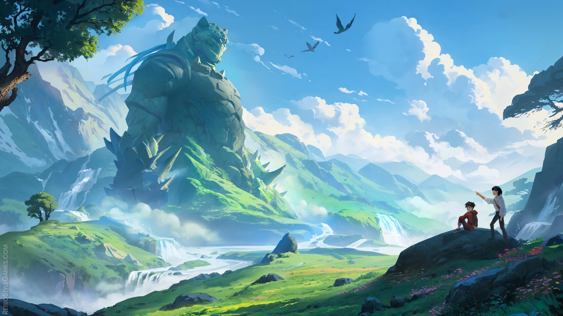 Game environment concept art of Giant Guardian in Blizzard-inspired project Fantasy Palia