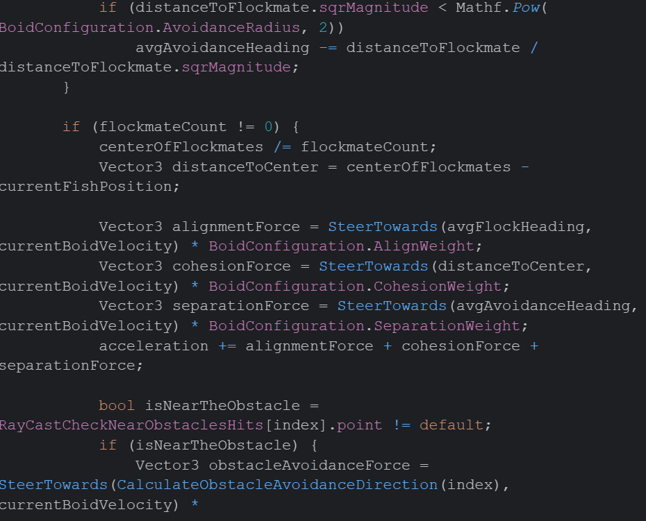 Calculation of fish acceleration in IJobParallelFor