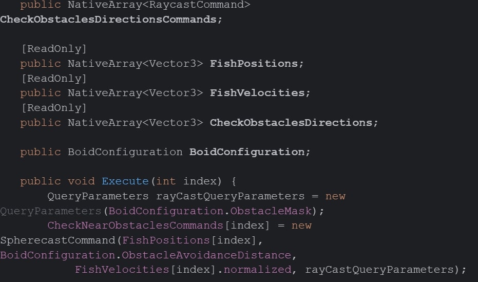 PrepareRayCastJob task in Unity JobSystem