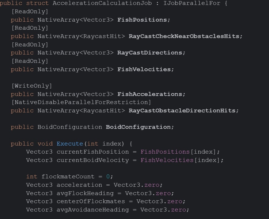 Calculation of fish acceleration in IJobParallelFor
