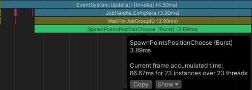 Results of searching a million items with optimization