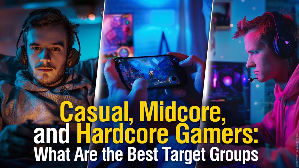 What is the difference between casual, midcore, and hardcore gamers