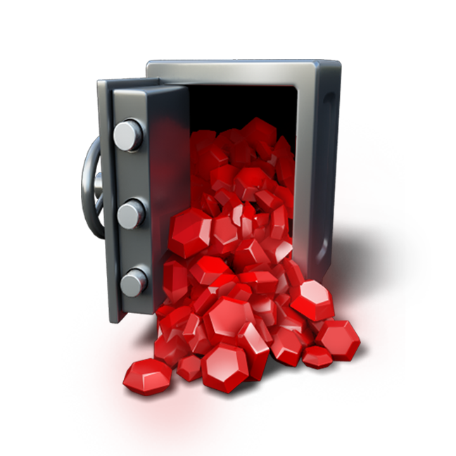 a metal safe with a bunch of red diamonds inside, game icon